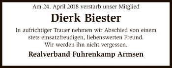 Traueranzeige von Dierk Biester von SYK