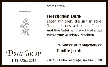 Traueranzeige von Dora Jacob von SYK