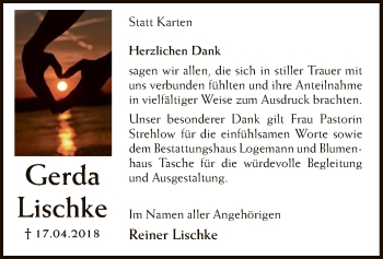 Traueranzeige von Gerda Lischke von SYK