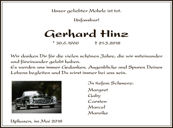 Traueranzeige von Gerhard Hinz von SYK