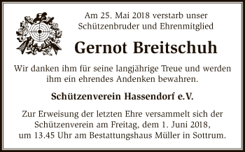 Traueranzeige von Gernot Breitschuh von SYK