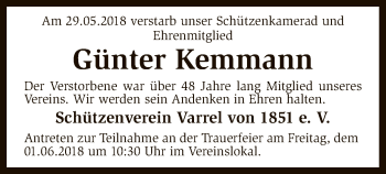 Traueranzeige von Günter Kemmann von SYK