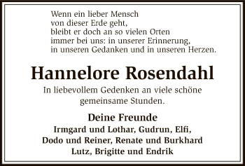 Traueranzeige von Hannelore Rosendahl von SYK