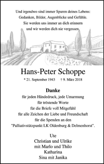 Traueranzeige von Hans-Peter Schoppe von SYK