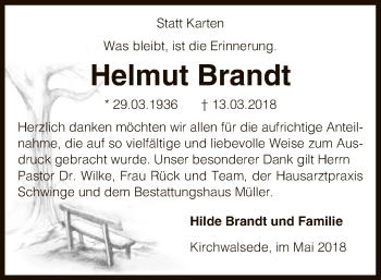 Traueranzeige von Helmut Brandt von SYK