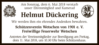 Traueranzeige von Helmut Dückering von SYK