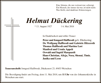 Traueranzeige von Helmut Dückering von SYK