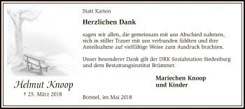 Traueranzeige von Helmut Knoop von SYK