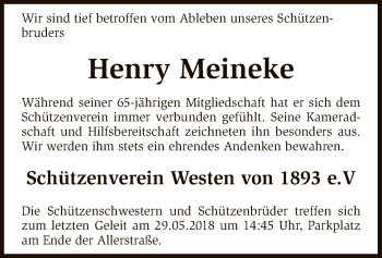 Traueranzeige von Henry Meinke von SYK