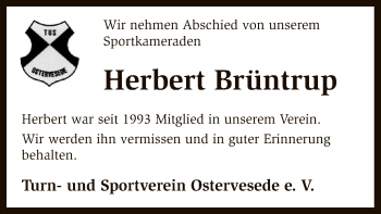 Traueranzeige von Herbert Brüntrup von SYK