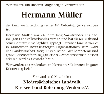 Traueranzeige von Hermann Müller von SYK