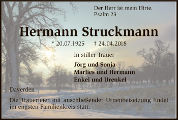 Traueranzeige von Hermann Struckmann von SYK