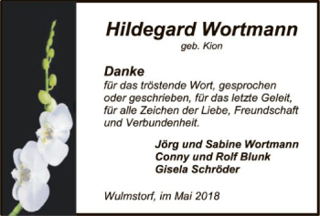 Traueranzeige von Hildegard Wortmann von SYK