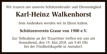 Traueranzeige von Karl-Heinz Walkenhorst von SYK