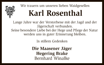 Traueranzeige von Karl Rosenthal von SYK