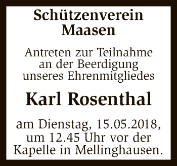 Traueranzeige von Karl Rosenthal von SYK