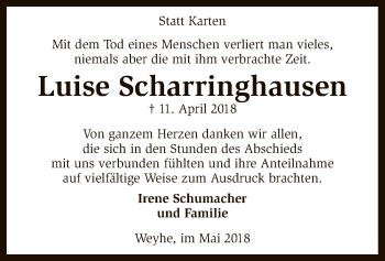 Traueranzeige von Luise Scharringhausen von SYK