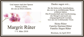 Traueranzeige von Margrit Rüter von SYK