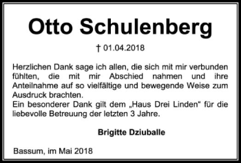 Traueranzeige von Otto Schulenberg von SYK