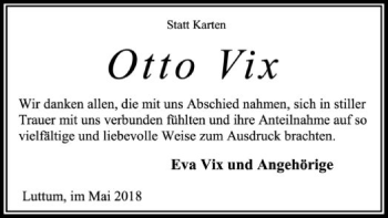 Traueranzeige von Otto Vix von SYK