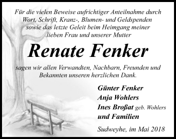 Traueranzeige von Renate Fenker von SYK