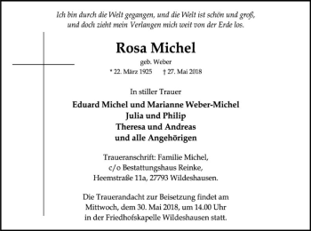 Traueranzeige von Rosa Michel von SYK