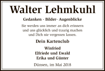 Traueranzeige von Walter Lehmkohl von SYK