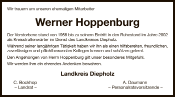 Traueranzeige von Werner Hoppenburg von SYK