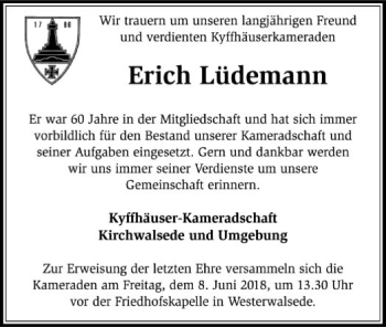 Traueranzeige von Erich Lüdemann von SYK