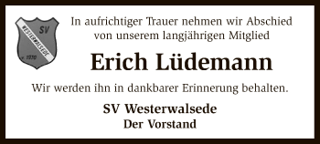 Traueranzeige von Erich Lüdemann von SYK