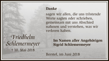 Traueranzeige von Friedhelm Schlemermeyer von SYK