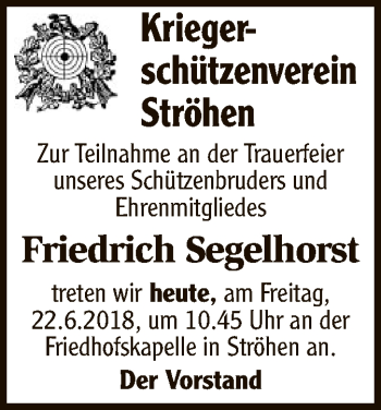 Traueranzeige von Friedrich Segelhorst von SYK