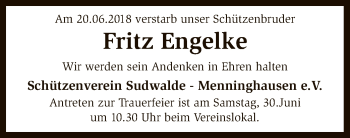 Traueranzeige von Fritz Engelke von SYK