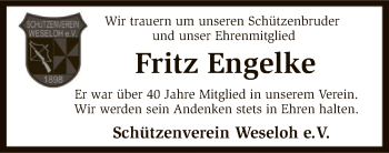 Traueranzeige von Fritz Engelke von SYK