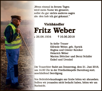 Traueranzeige von Fritz Weber von SYK