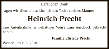 Traueranzeige von Heinrich Precht von SYK