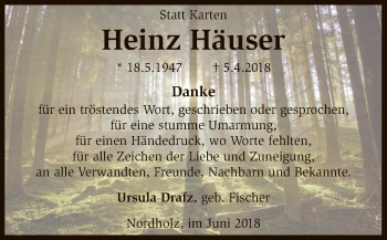 Traueranzeige von Heinz Häuser von SYK