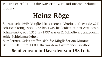 Traueranzeige von Heinz Röge von SYK