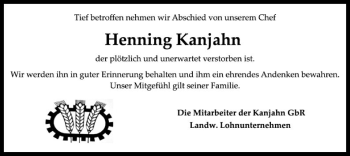 Traueranzeige von Henning Kanjahn von SYK