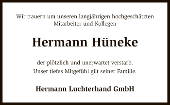 Traueranzeige von Hermann Hüneke von SYK