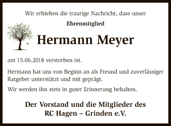 Traueranzeige von Hermann Meyer von SYK