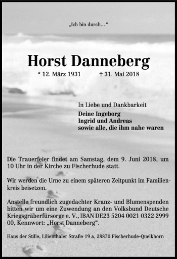 Traueranzeige von Horst Danneberg von SYK