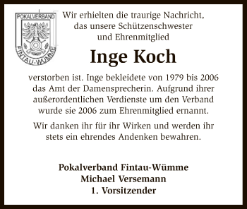 Traueranzeige von Inge Koch von SYK