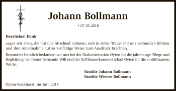 Traueranzeige von Johann Bollmann von SYK