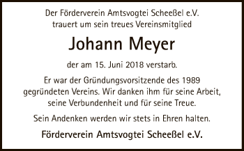 Traueranzeige von Johann Meyer von SYK