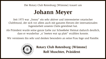 Traueranzeige von Johann Meyer von SYK