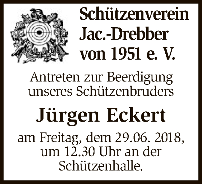  Traueranzeige für Jürgen Eckert vom 28.06.2018 aus SYK