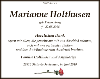 Traueranzeige von Marianne Holthusen von SYK