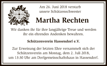 Traueranzeige von Martha Rechten von SYK