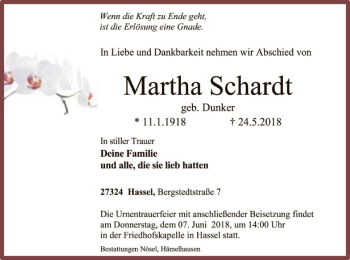 Traueranzeige von Martha Schardt von SYK